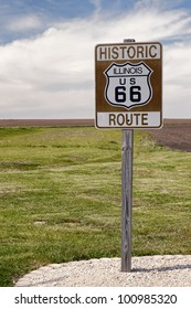 Historic Route 66 Road Sign In Illinois