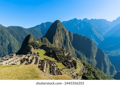 Historic Sanctuary of Machu Picchu, Inca citadel cultural heritage of humanity, wonder of the world in Cusco, Peru. - Powered by Shutterstock