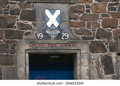 Historic Sign Above Door That Reads Play The Game, Boys Club, Old Town Stirling