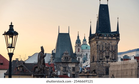 Historic site of the medieval city of Prague, a World Heritage Site, at sunset. - Powered by Shutterstock