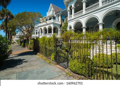 Historic southern style homes in Charleston, South Carolina.