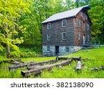 An historic stone foundation building in Millbrook Village in Warren County New Jersey.