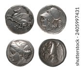 Historic Tetradrachm Greek Silver Coins Pegasus And Athena 