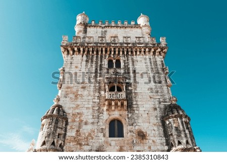 The historic Belém Tower by river Tagus is a 16th-century fortification. High resolution 61 megapixel.