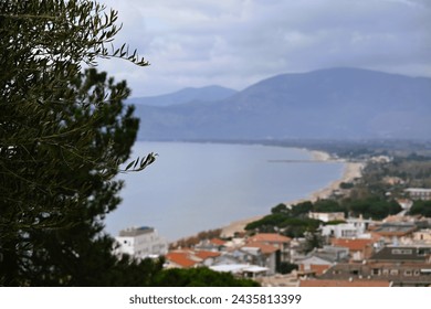 Historic town of Sperlonga Italy with very beautiful beach, sea, panorama, small harbor and very narrow alley, winter time shot - Powered by Shutterstock