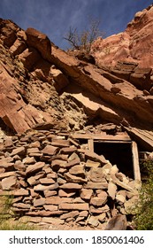 The Historic Uneva Uranium Vanadium Mine In The Canyon Walls Of  The  Spectacular  San Rafael Swell On A Sunny Fall Day, Near Green River, Utah