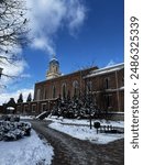 historic university of dayton church in ohio during winter