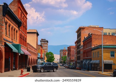 Historic Uptown District of the City of Butte, Montana's most historic city with landmark buildings of the gold and silver rush eras in the United States of America