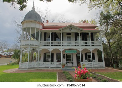 A Historic Victorian Architecture Mansion Being Used As A Bed And Breakfast Inn, Gruene, Texas - March 16, 2019