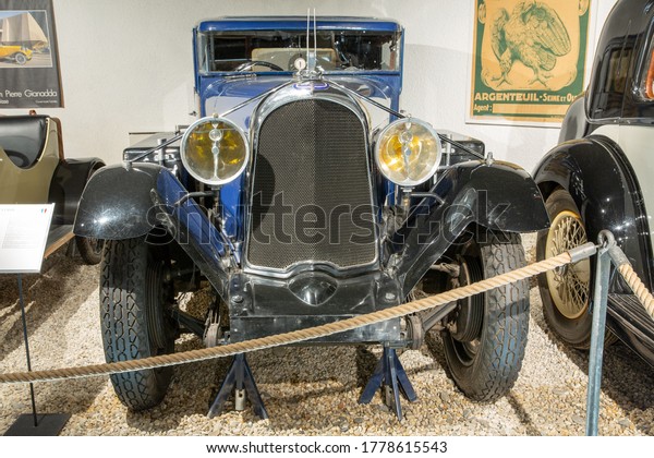 Historic Voison, French\
car maker, built 1932, Pierre Gianadda Museum in Martigny,\
Switzerland,\
06-25-2020