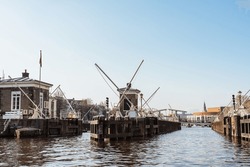 Historic Water Locks On The Amstel River In Amsterdam, Regulation Of The Water Level In The River And Canals