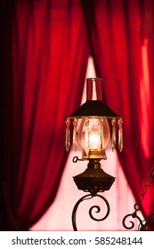 Historic Western Saloon Interior With Red Lantern In Historic Town, South Dakota, USA