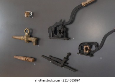 Historic Wine Making Tools In A Museum