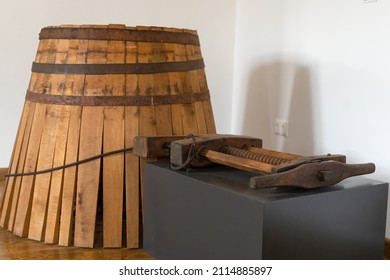 Historic Wine Making Tools In A Museum