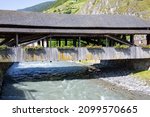 Historic wooden bridge in Martigny, Valais, Switzerland