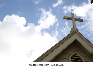 Historic Wooden Church From The End Of The 19th Century. Heritage Of British Colonization In Australia And New Zealand.