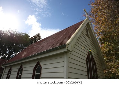 Historic Wooden Church From The End Of The 19th Century. Heritage Of British Colonization In Australia And New Zealand.