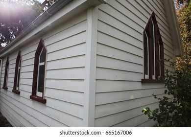 Historic Wooden Church From The End Of The 19th Century. Heritage Of British Colonization In Australia And New Zealand.