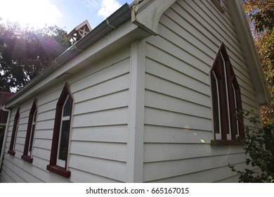 Historic Wooden Church From The End Of The 19th Century. Heritage Of British Colonization In Australia And New Zealand.