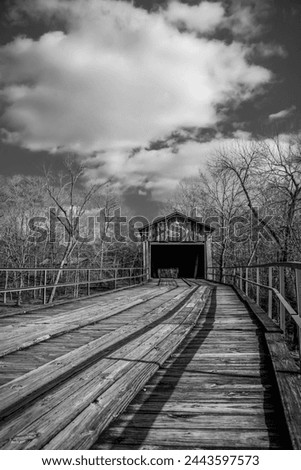 Historic wooden covered bridge in Euharlee, Georgia. 