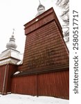 Historic wooden former Lemko Greek-Catholic church in Mochnaczka from 1846.