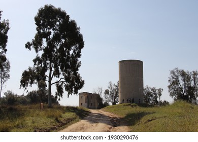 Historical (1946) Water Tower And Security House At The Old Place Of Kibbutz Beeri, Southern Israel. Border With Gaza.