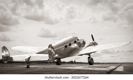 historical aircraft on a runway ready for take off