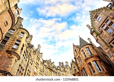 Historical architecture in the street of the Old Town in Edinburgh, Scotland