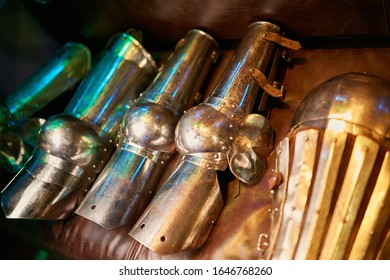 Historical Armor On Leather Background Metal Stock Photo 1646768260