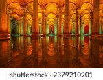 The historical Basilica Cistern has a beautiful ambiance with its wonderful lighting and reflection. 
