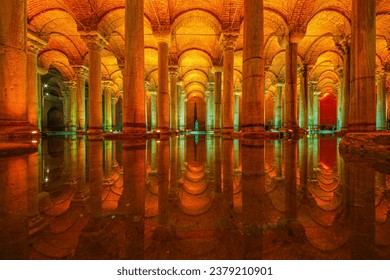 The historical Basilica Cistern has a beautiful ambiance with its wonderful lighting and reflection. 