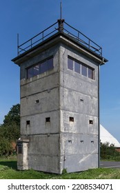 Historical border tower of the GDR, watchtower at the river Elbe, near Bleckede, Lower Saxony, Germany