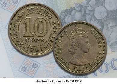 Historical British Borneo And Malaya 10 Cents Coin Obverse And Reverse