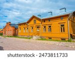 Historical buildings at Linnoitus fortress in Finnish town Lappeenranta.