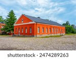 Historical buildings at Linnoitus fortress in Finnish town Lappeenranta.