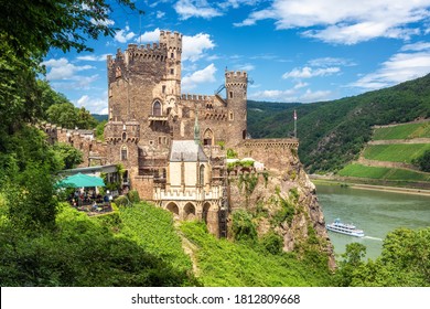 Historical Burg Rheinstein Castle, One Of The Biggest And Most Famous Castles On Rhine River In Germany