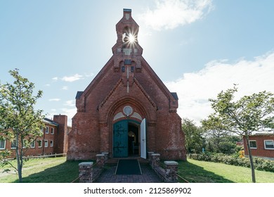 Historical Church Building With Sun Star In The City Of Wittdün On The Island Of Amrum