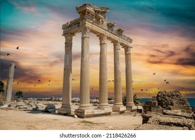 Historical city Temple of Apollon ruins. Manavgat, Side, Antalya  TURKEY
