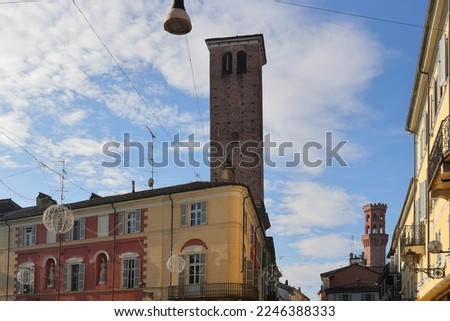historical colorful buildings of vercelli in italy 