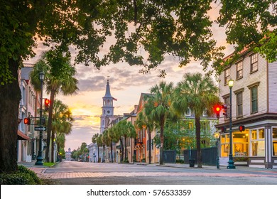 Historical downtown area of  Charleston, South Carolina, USA at twilight. - Shutterstock ID 576533359