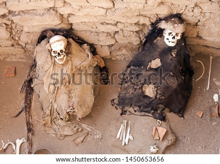 Historical excavations of preinca nazca civilisation cemetery of Chauchilla at Nazca in Peru Stock photo © 