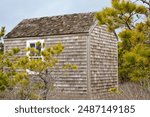 Historical French cable hut, site for transatlantic telegraph cable, on Nauset Light Beach Eastham MA USA
