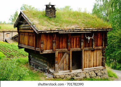 A Historical Home In A Small Village Where Vikings Once Lived - In The City Of Lillehammer, Norway. Lillehammer Is A Town And Municipality In Oppland County In The Traditional Region Of Gudbrandsdal.