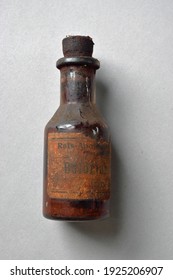 Historical Medicine Bottle With A Cork Stopper 