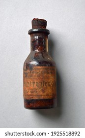 Historical Medicine Bottle With A Cork Stopper 