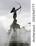 The historical monument of Diana the Huntress, Diana Cazadora, located in  Paseo de la Reforma avenue in Mexico City, Mexico.