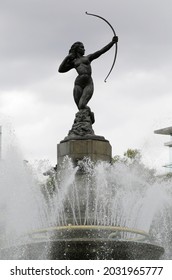 El monumento histórico de Diana la Cazadora, Diana Cazadora, ubicado en la avenida Paseo de la Reforma en la Ciudad de México, México.