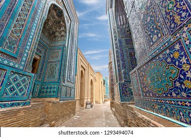 Historical necropolis and mausoleums of Shakhi Zinda, Samarkand, Uzbekistan.