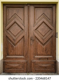 Historical Ornate Wooden Door, Prague, The Czech Republic