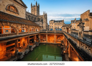 Historical roman bathes in Bath city, England - Shutterstock ID 2272531623